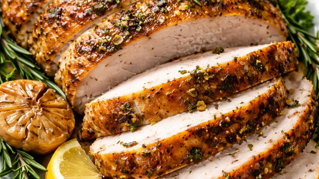 Herb-roasted turkey breast with lemon and rosemary