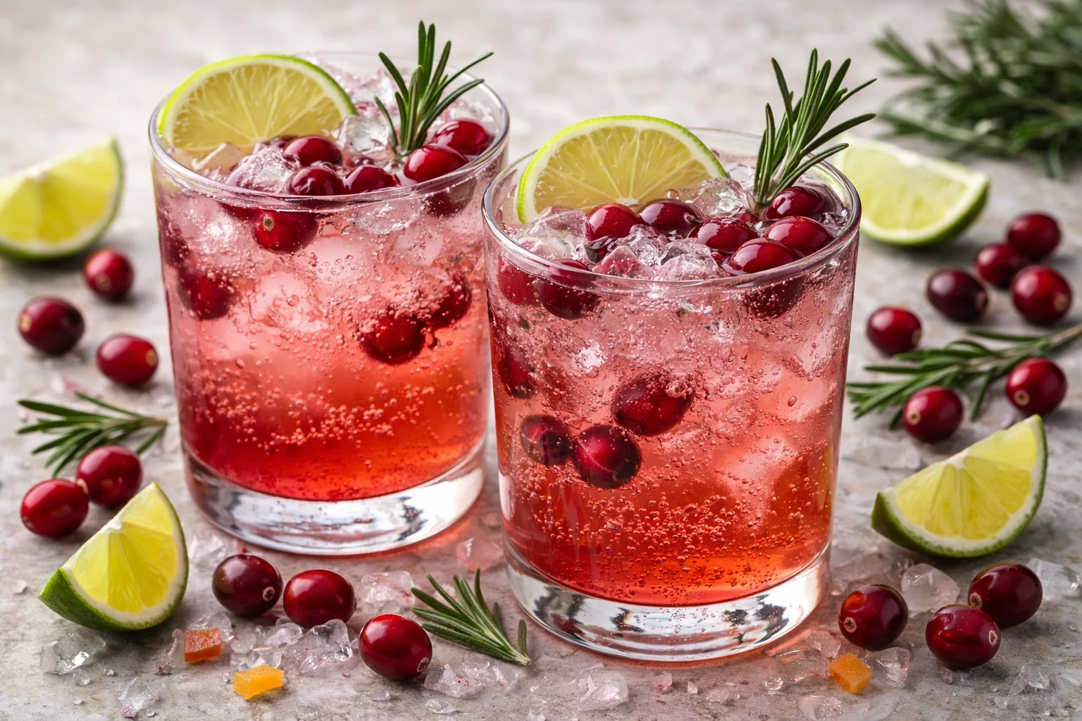 Sparkling cranberry-lime mocktail