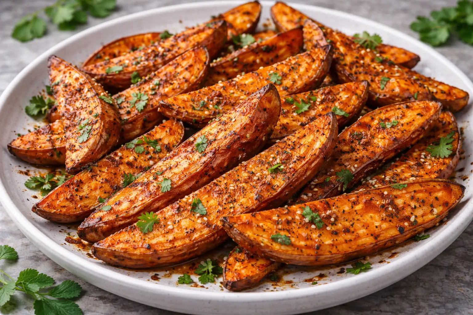 Roasted Sweet Potato Wedges with Paprika and Cumin