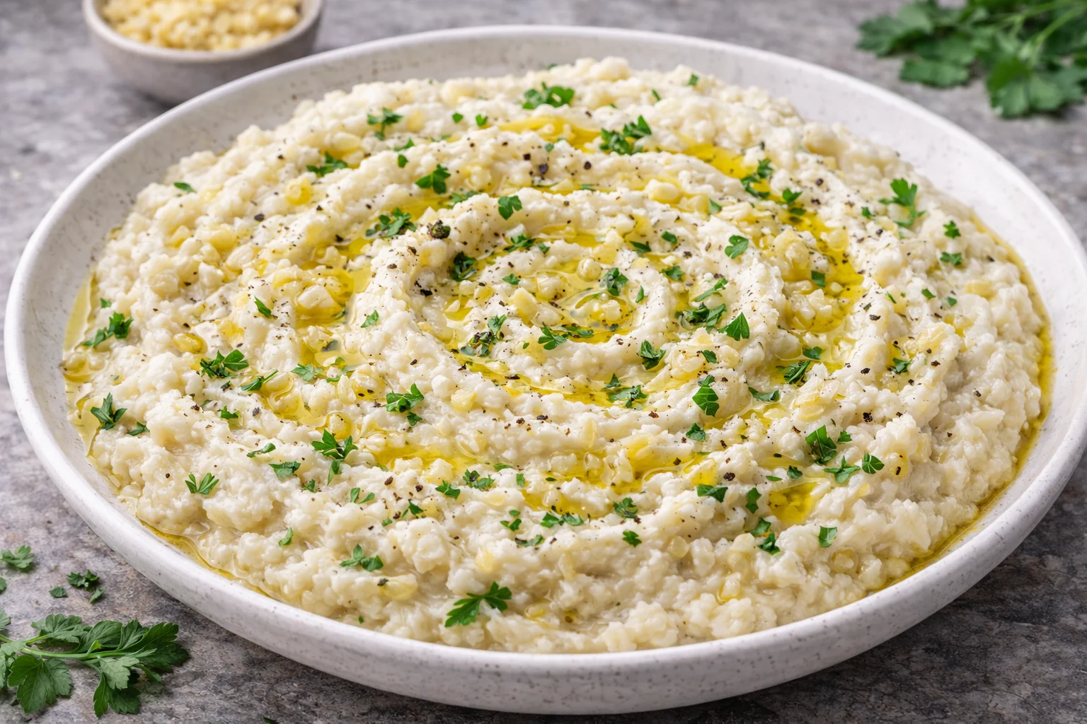 Mashed Cauliflower with Garlic and Olive Oil