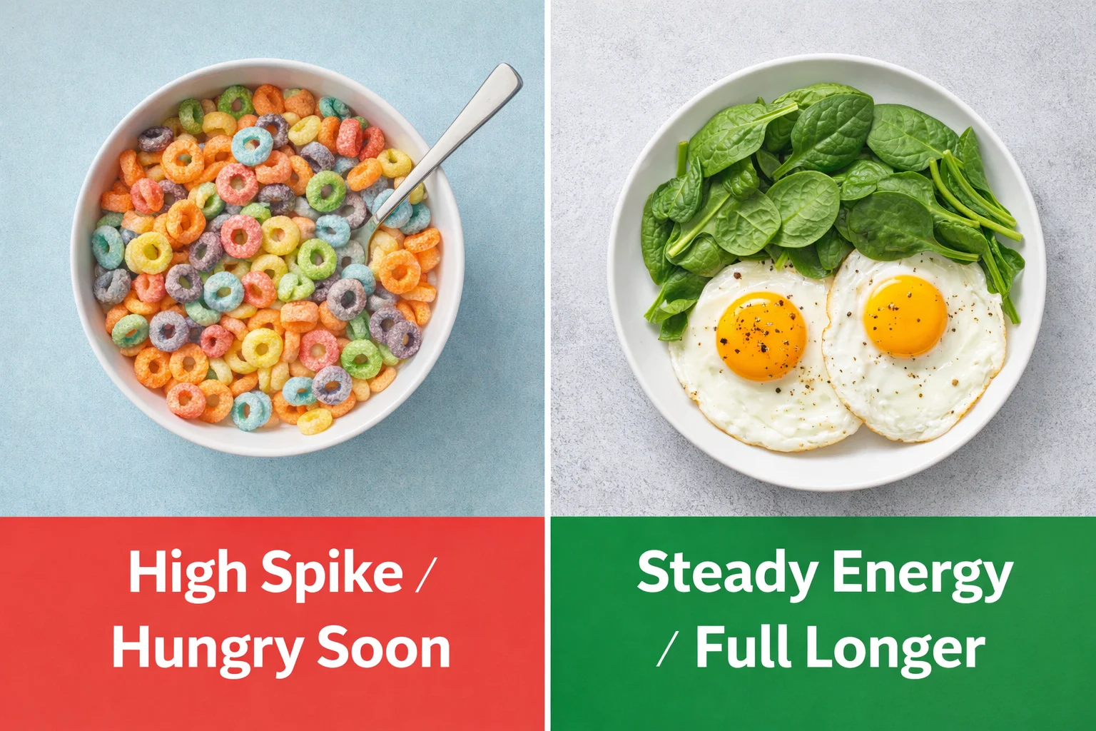 Comparison of satiety levels between sugary cereal and eggs with vegetables